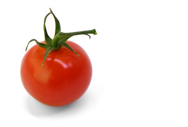 Cherry tomato 1: One cherry tomato isolated on white background.