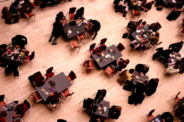 People from Above: Aerial view of people eating lunch