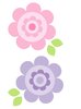 Simple deco flowers: Set of two simple colorful flowers for deco and design (isolated)