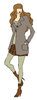 Fashionista: Illustrated girl with brown fashionable clothing.