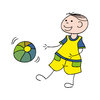 Boy with ball: Drawing of a boy playing with a ball