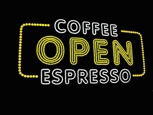 Expresso: Flourescent sign in the window of a coffee shop in Winter Garden, FL