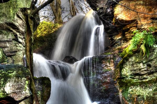 Waterfall 1: Lumsdale falls in derbyshire, UK