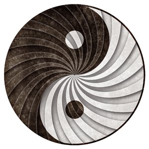 Yin Yang Grunge Cycle: Grunge textured yin yang symbol with a shaded revolving pattern to create more depth and contrast. Isolated on a pure white background for your convenience.