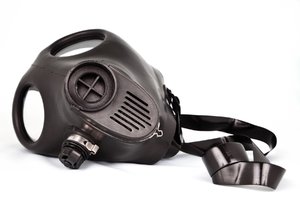 Gas Mask: Black gas mask isolated on a white background.