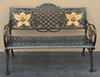 flowery seat: metal bench seat decorated with golden painted orchid flowers