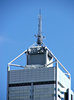 communications on high: communications tower and equipment on top of city highrise building