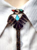 TIEd to fashion5: shapes, sizes, colors and materials of ties in men's changing fashion - native American Zuni thunderbird bolo tie