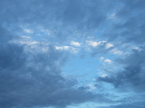 sky levels: blue autumn sky with several layers of clouds