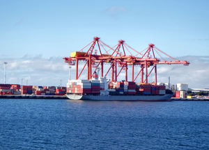 container cargoes: international container terminal  with container ship