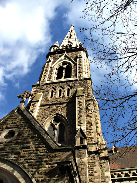 pointing to the skies: historic church and other city architecture