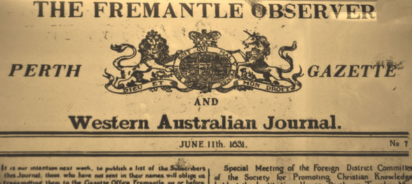 historic newspaper: historic old newspaper banner from Western Australia in 1800s