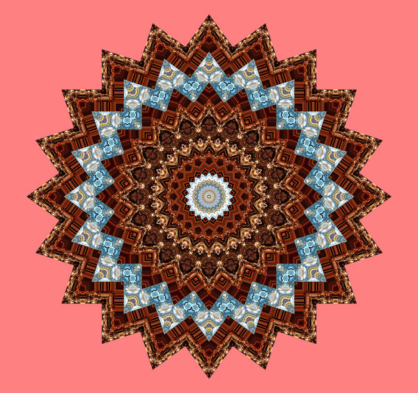 brown stripe mandala: abstract background, texture, kaleidoscopic pattern and perspectives