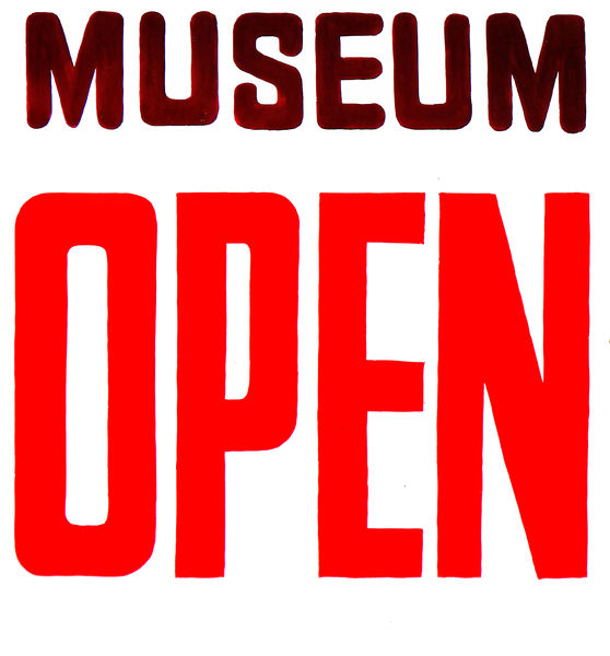 open museum1: museum open for visitors sign