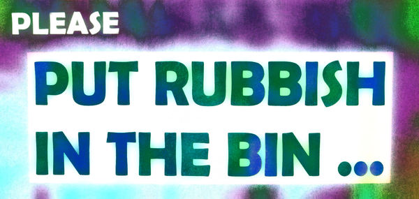 bin it: colourful public waste disposal sign