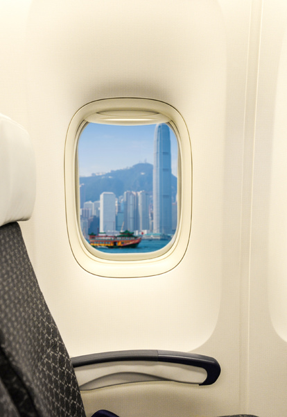 Airplane window: Hong Kong view