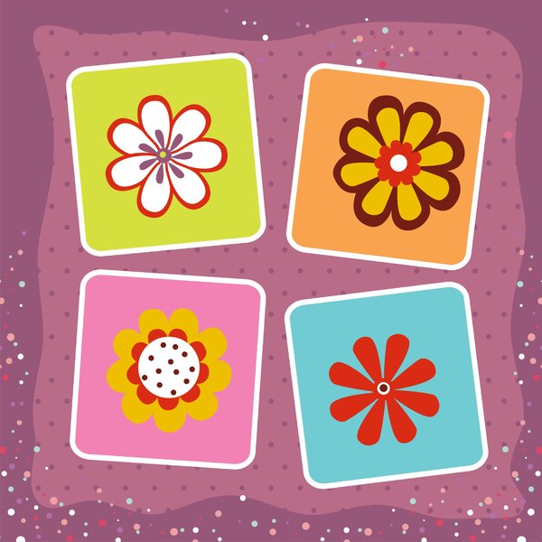 Kids flowers in squares: no description