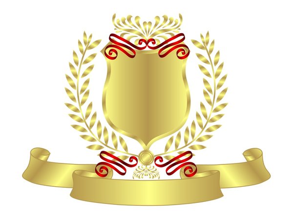 Gold Shield Red Ribbon: Gold Shield With Red Ribbon