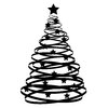Abstract Xmas Tree: An abstract Christmas tree silhouette with stars.  Black over white.
