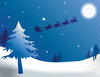 Midnight Clear 2: Santa, full moon, starry sky and a snowy landscape.