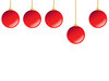 5 Red Baubles: Christmas tree decorations.  Glossy red baubles on a white background.Illustration.