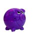 Purple Piggy Bank: A colourful, smiley piggy bank.  Lots of copy space.