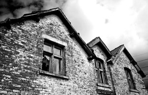 Haunted House 6: High contrast b&w image of a derelict and rather spooky farmhouse.