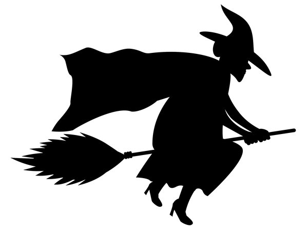 Witch Silhouette: No frills witch on broom silhouette.