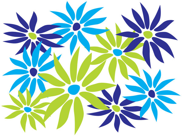 Abstract Daisies: Abstract daisies -blue and green theme.
