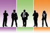 Business Colour: Five business people against a coloured background