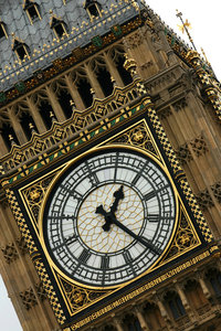 Big Ben: Close up of the clockface of Big Ben, London, England