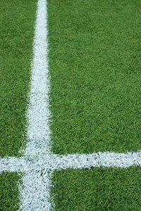 Pitch White Line: Green artificial football pitch white line marking