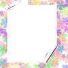 You're invited 6: Blank notecard in floral multi coloured pastel shades suitable for an invitation, banner, birthday, congratulations - many uses. White blank area against a textured pastel background.