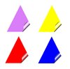 Stickers 4 Triangles: Triangular stickers with a lifted corner, in primary and pastel colours. Copyspace for your pricing, message or announcement. May be used as web buttons.