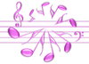Musicale 1: Abstract 3d musical symbols. Pink on white.