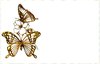 Golden Butterfly Border: A border of a golden butterfly, flower and ladybug on a pale pastel background with a thin golden border. Made from a public domain image. This would make a nice invitation, card, price tag, etc.