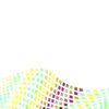 Wave Border 2: A wave of yellow, blue, purple and green squares on white forming a border for a dynamic background.