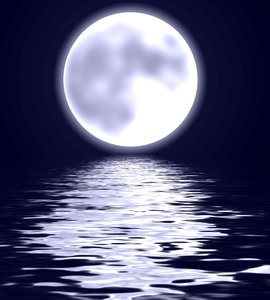 Romantic Moon: Romantic graphic of a moon over water. 