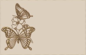 Bronze Butterfly Border: A border of a golden butterfly, flower and ladybug on a pale pastel background with a thin golden border. Made from a public domain image. This would make a nice invitation, card, price tag, etc.