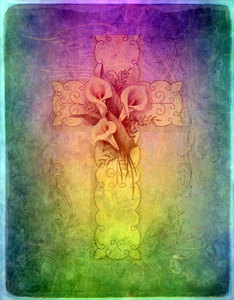 Easter Cross 2: A collage Easter cross made with a public domain image.