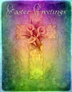 Easter Cross 1: A collage Easter cross made with a public domain image, with Easter Greeting.