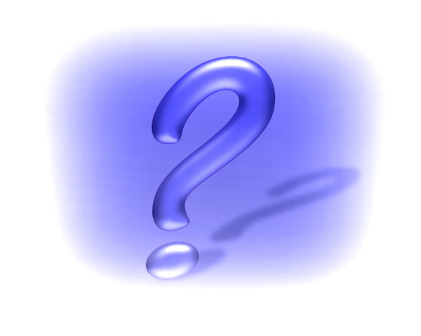 Question Mark 5: Question mark in 3D, with a shadow, against a blue and white coloured background.