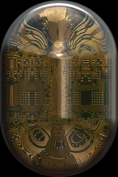 Circuit 2: Futuristic oval shape with a circuit layout. Great science fiction illustration, tech or computer abstract. Use according to the image licence or ask for permission via the contact form.