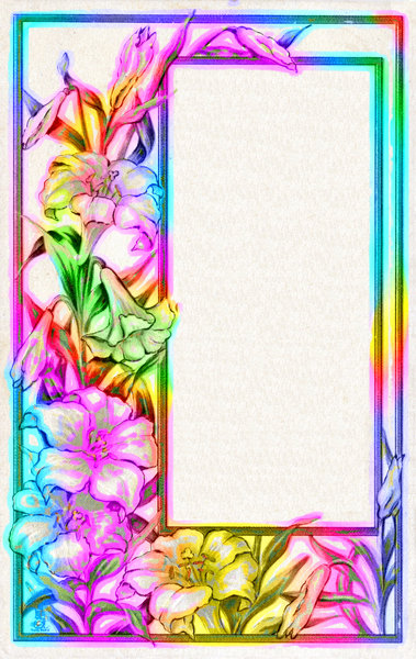 Colourful Border 4: A public domain image provided by Dennis Hill and Friends, heavily edited in rainbow colours.