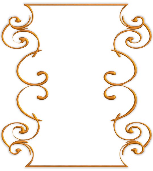 Golden Ornate Border 5: A golden ornate border or frame on a white background. Very elegant and old fashioned in a classic style. Made from a public domain image.