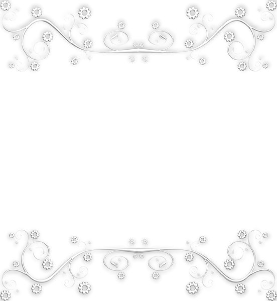Ornate Metallic Border 4: A silver metallic ornate swirly border or frame on a white background. You may prefer this:  http://www.rgbstock.com/photo/nXQED7M/Golden+Ornate+Border+6  or this:  http://www.rgbstock.com/photo/nvi0UW8/Golden+Ornate+Border+2