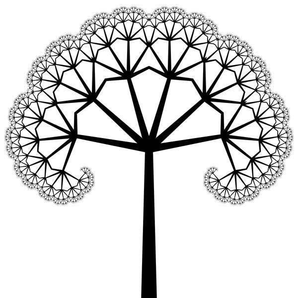 Fractal Tree: An ornate fractal tree in black and white. Very decorative for a card, etc. You must ask me for permission if you wish to use this on saleable items or if you wish to offer it for download elsewhere.