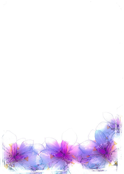 Abstract Fairy Iris Border 2: A grungy floral border or frame of fairy irises on a white background with a grungy border. Plenty of copyspace for your input. You may prefer this:  http://www.rgbstock.com/photo/mGnhxWU/Fairy+Iris  or this:  http://www.rgbstock.com/photo/2dyVQ5h/Floral+