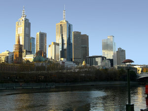 Stad Melbourne door de Yarra: 