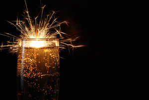 Happy New Year: champagne with sparklers